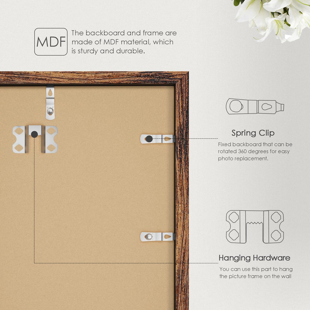 24x36 Poster Frame Brown, with Plexiglass and Wall Mounting, 1 Pack