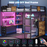 Loft Bed with Desk Full,Full Bed Frame with 6 Storage Drawers