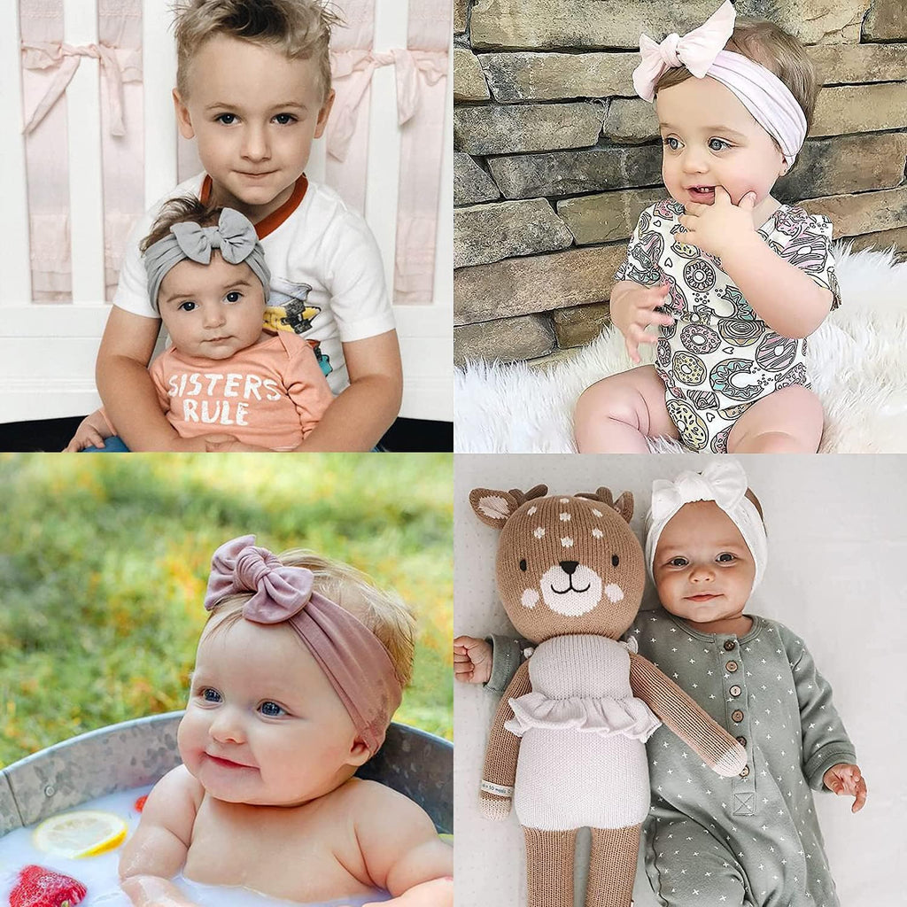 25PCS Baby Nylon Headbands Soft Baby Girl Headbands with Hair Bows