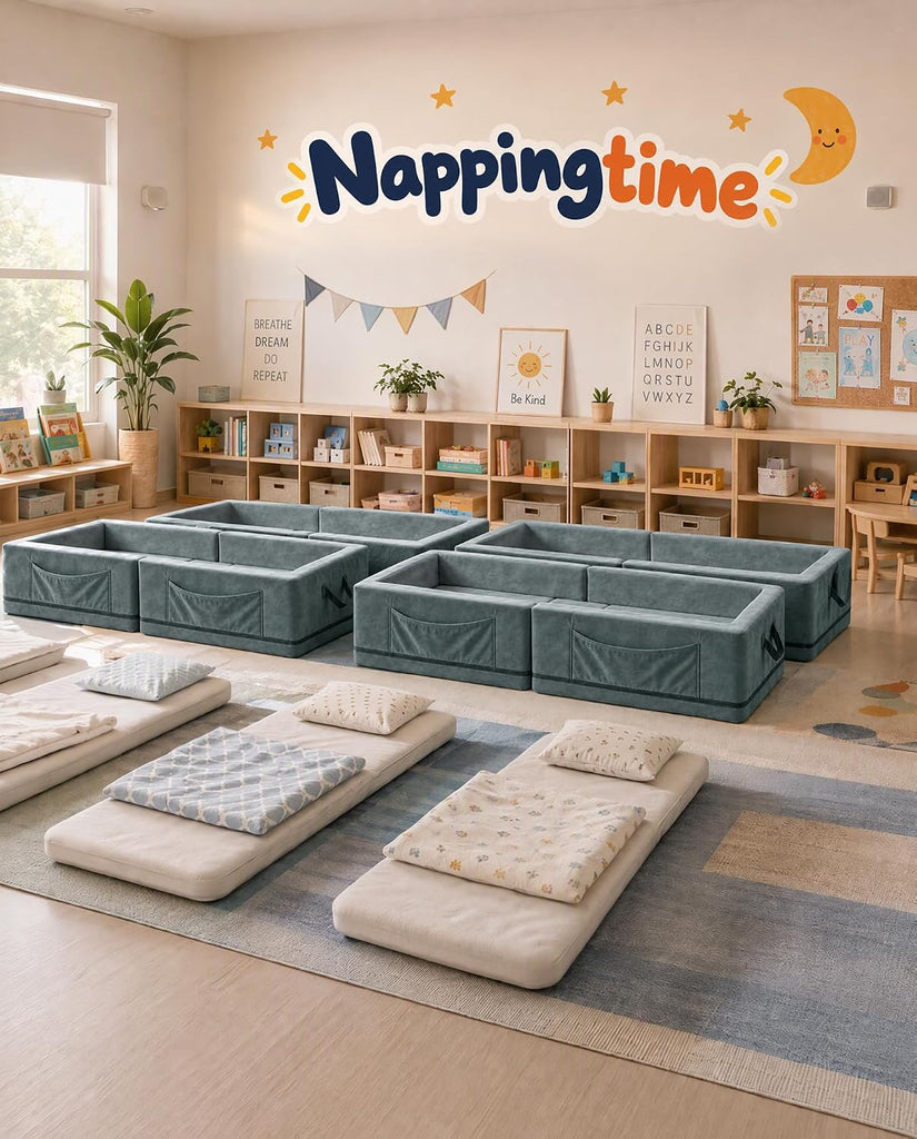 Toddler Portable Travel Bed - Foldable & Washable Floor Bed, Grey