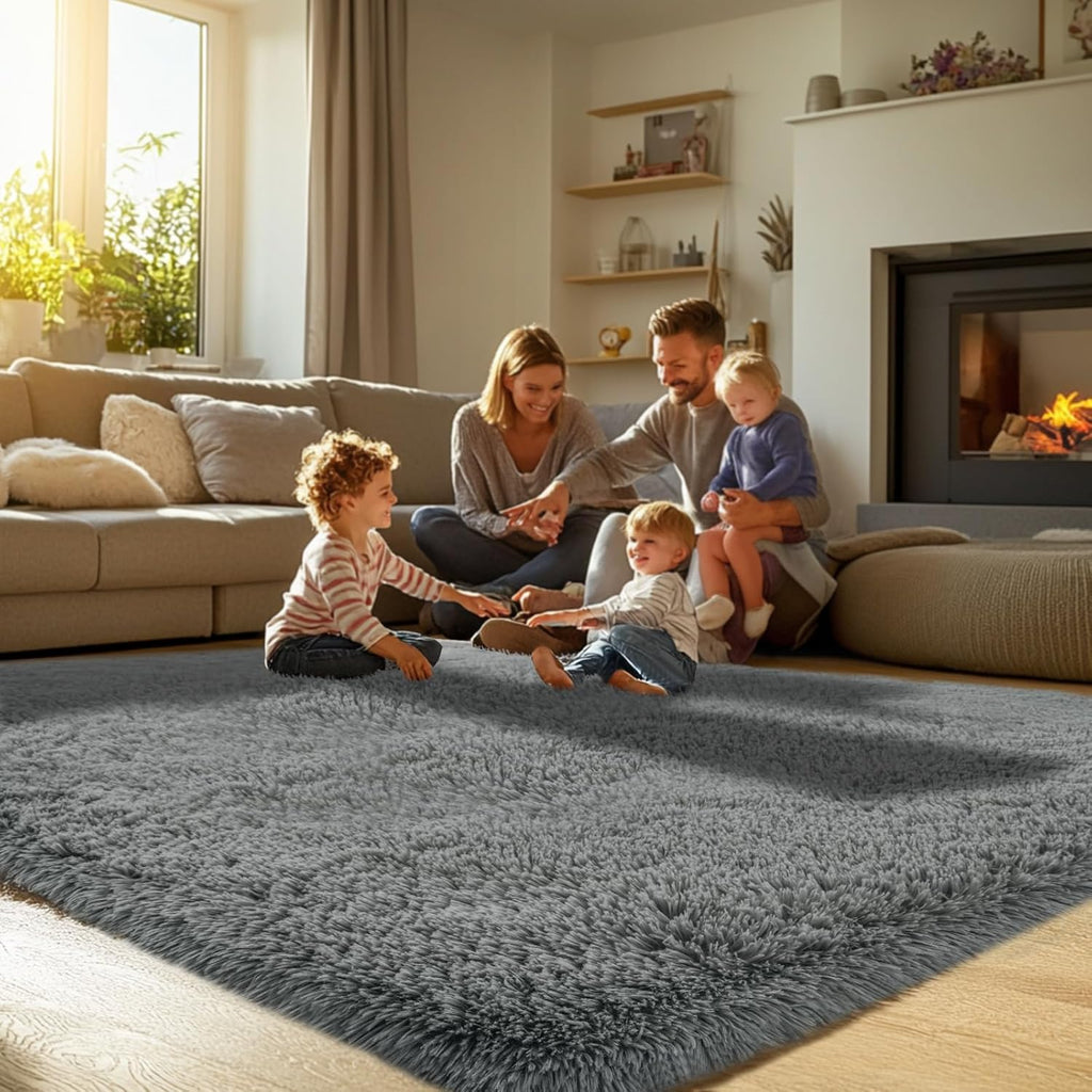 Fluffy 8x10 Area Rug Living Room: Shag Grey Area Rugs
