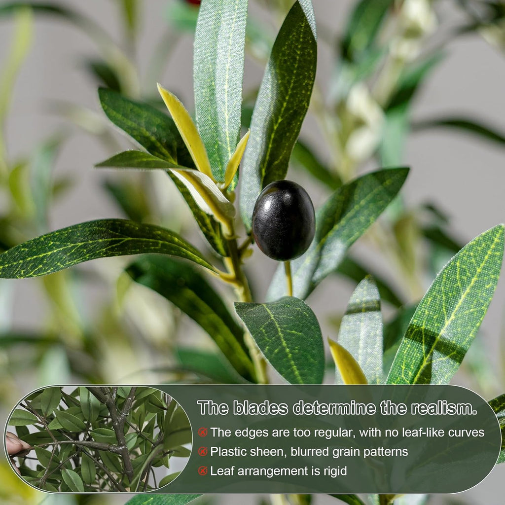 7ft Faux Olive Tree with White Pot & Moss, Artificial Olive Tree Indoor Outdoor, PE/PVC Leaves, Realistic Resin Trunk