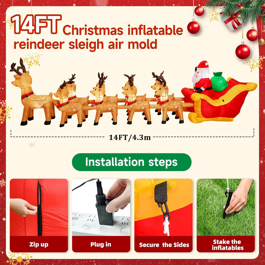 14 FT Christmas Inflatables Outdoor Decorations Giant Xmas Blow ups