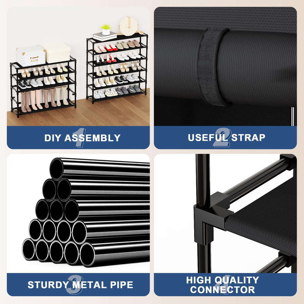 Shoe Rack with Cover, 10+1 Tier Tall Shoe Storage