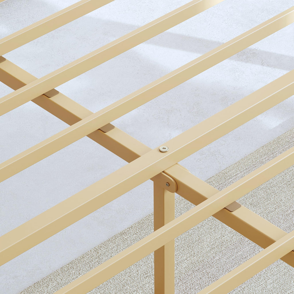 14" Full Size Bamboo Wood Platform Bed Frame with Headboard, Natural