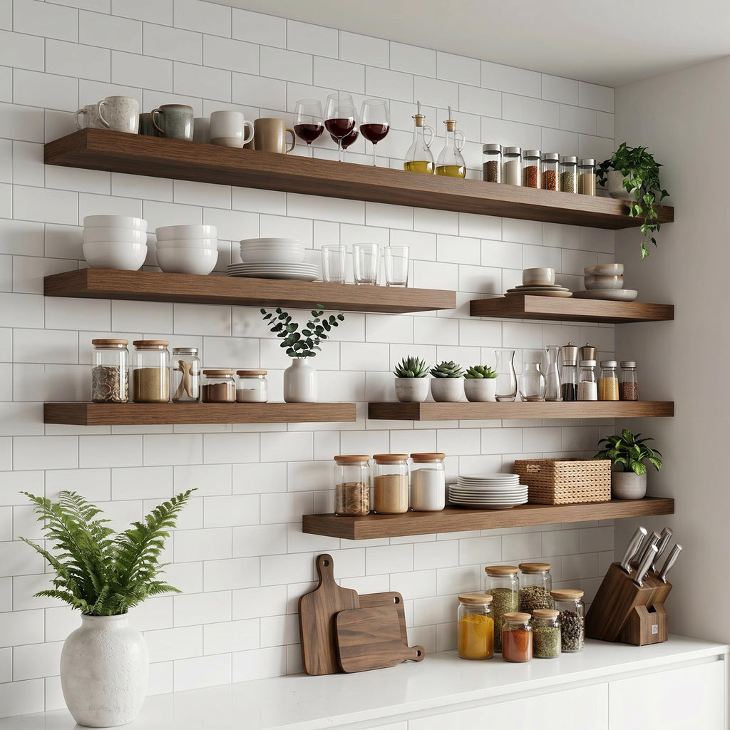 40 Inch Floating Shelves for Wall, 8"D Wood Storage Shelves, Walnut Finish
