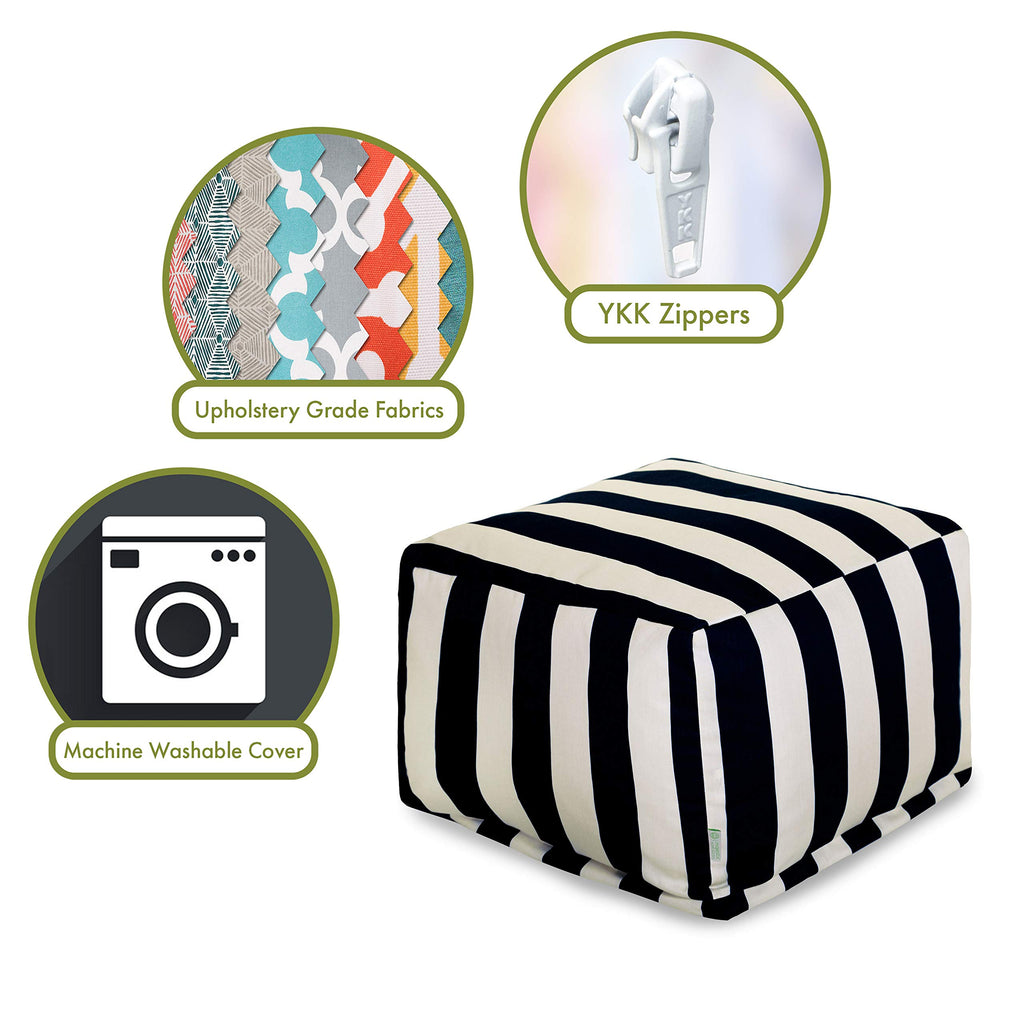Goods Vertical Stripe-Black ottoman, pouf, cube, Large