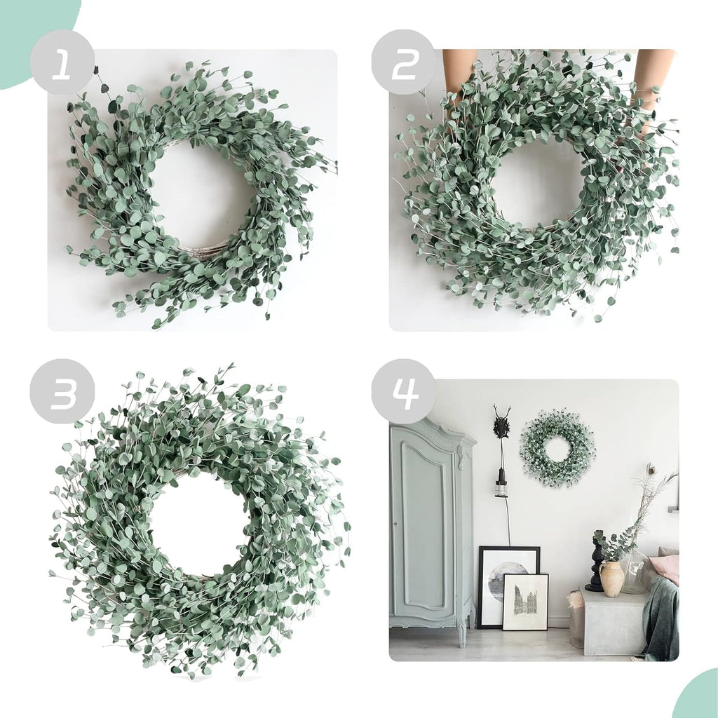 24 Inch Everyday Greenery Boxwood Wreath for Front Door, Soft Touch Green Mini Leaves Wreath and Outdoor, Romantic