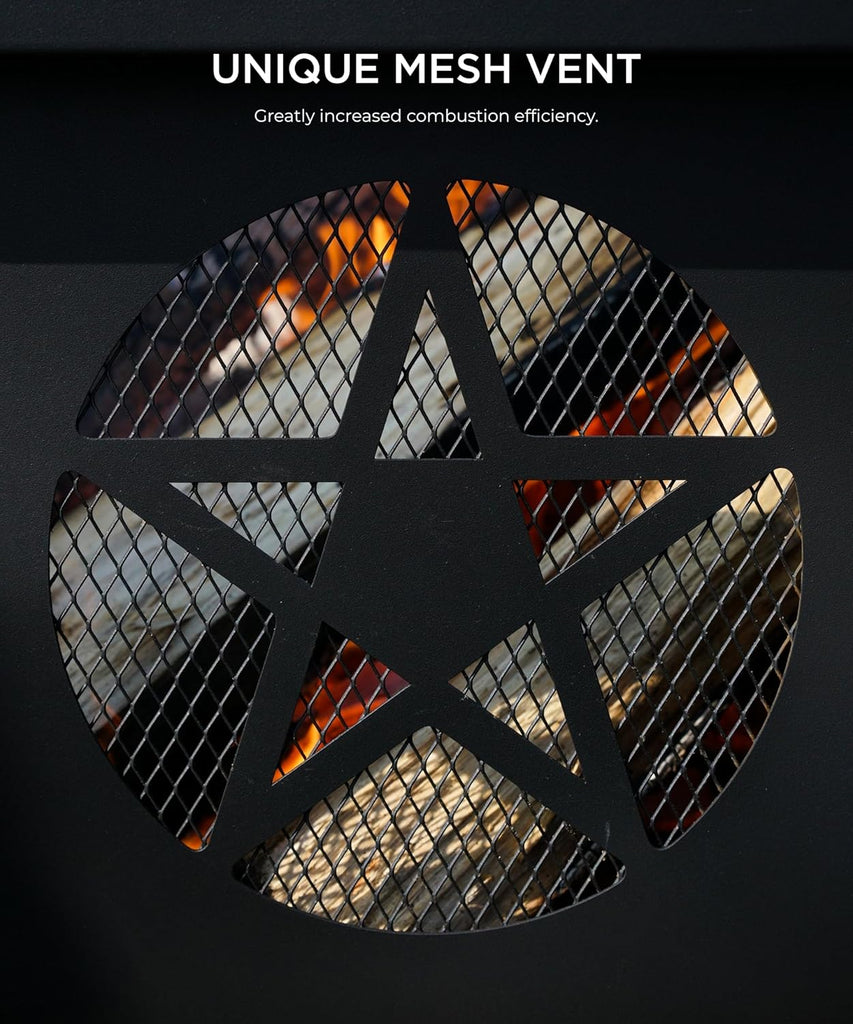 35 inch Fire Pit, Outdoor Fire Pit Wood Burning Fire Pits with Cooking Grill