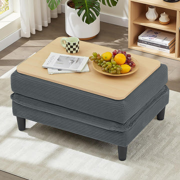 Match Ottoman Only for Cloud Modular Couch Sectional, Convertible to Coffee Table with Storage, Corduroy Ottoman for