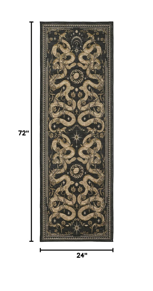 Snake Washable Runners s 2x6 Runner Rug Non Slip with Rubber Back Forest Soft Low-Pile Stain Resistant Thin Carpet