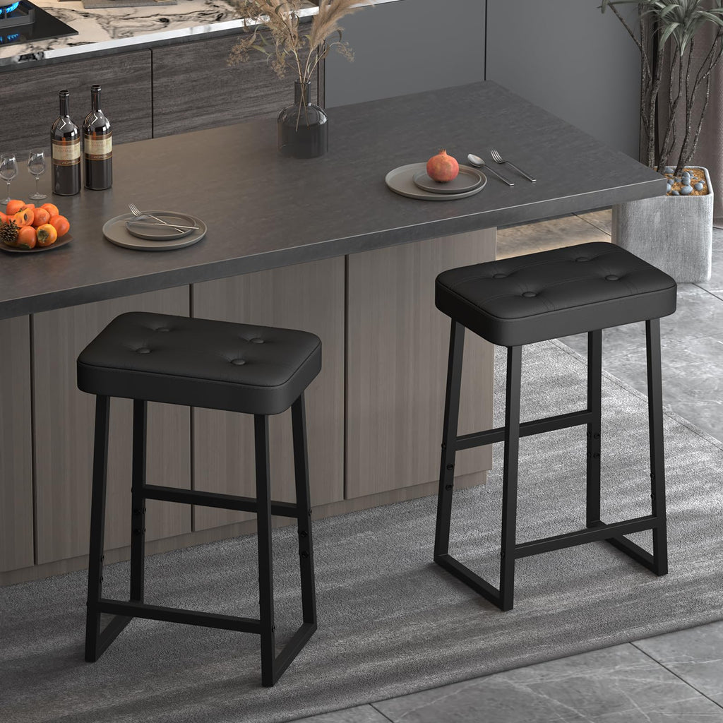 Bar Stool, Counter Height Bar stools, Modern Kitchen Island Chairs, Synthetic Leather with Stitching, 26 inches high