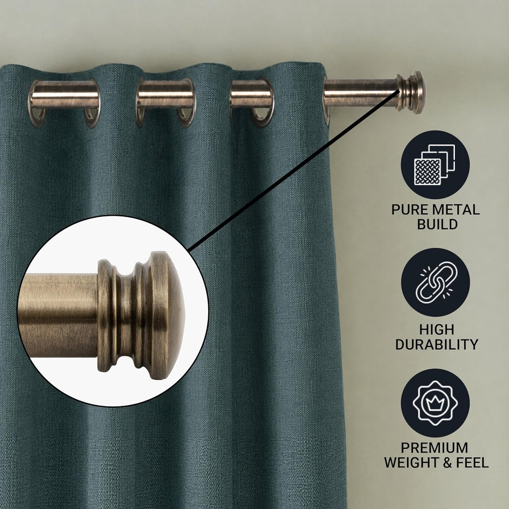 Curtain Rods for Windows, 1 Inch Heavy Duty Extendable Metal Drapery Rod, Adjustable Curtain Rod