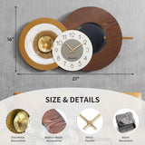27x16 Inch Large Decorative Wall Clock - Wood & Metal Mid Century Modern Clock Non-Ticking Silent Battery Operated