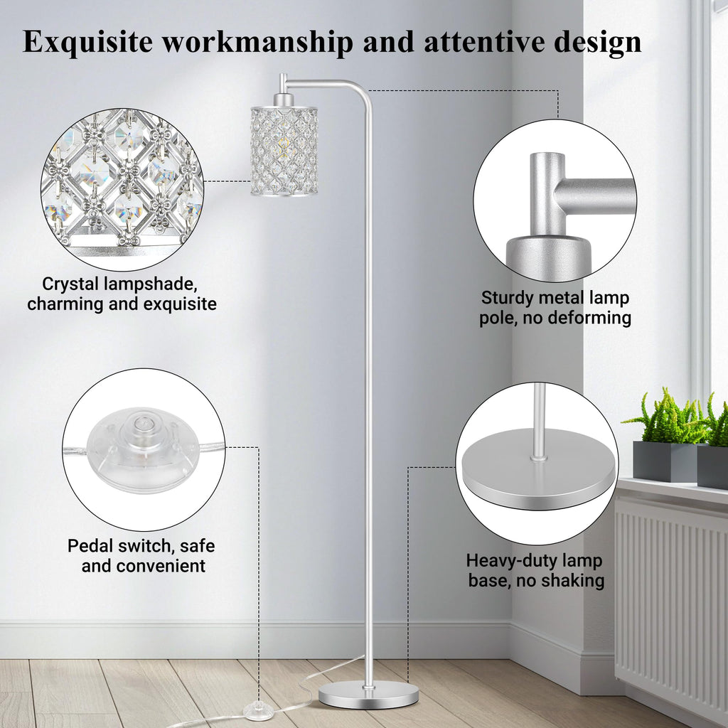 67" Silver Floor Lamp, Modern Standing Lamps