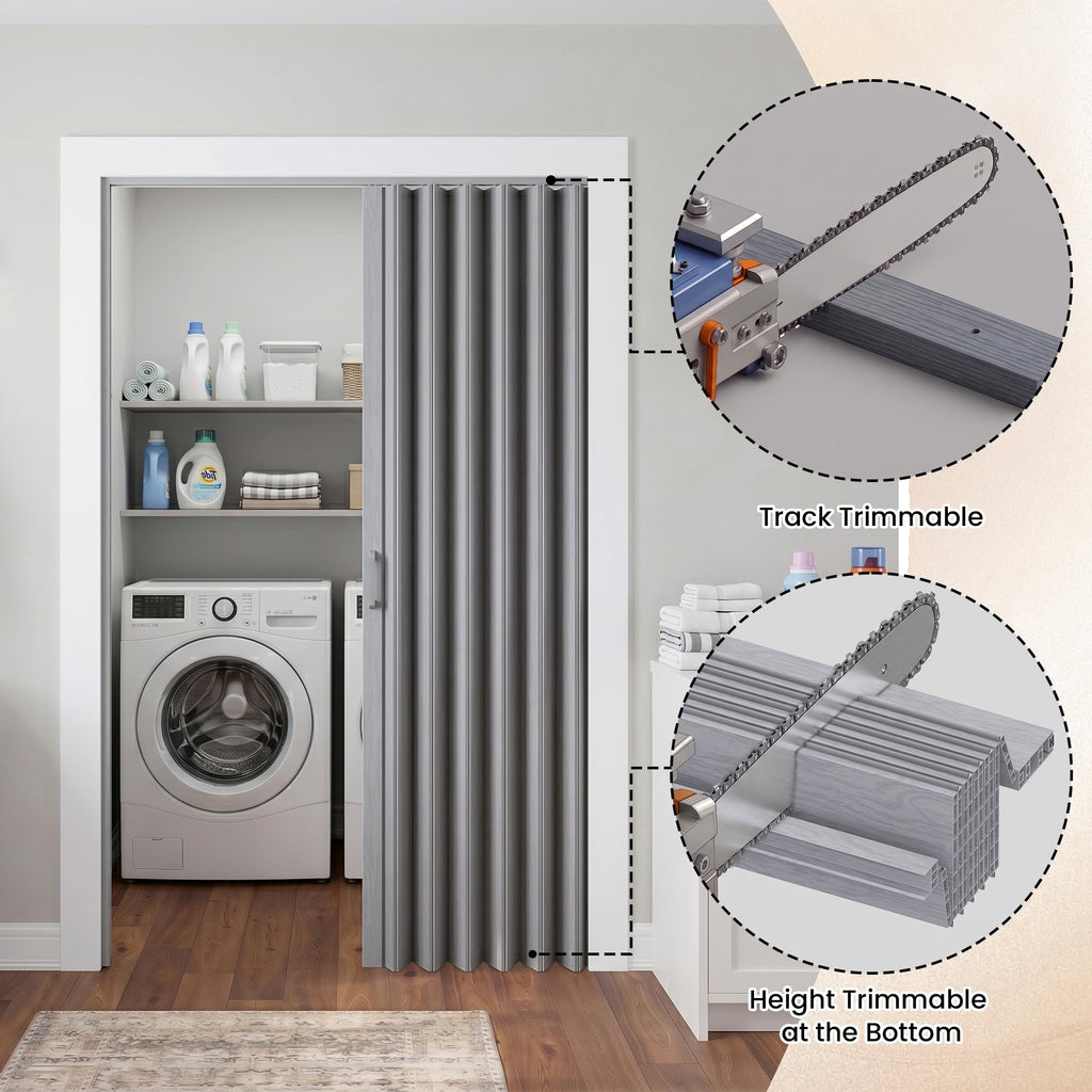 36" x 80" Accordion Doors Interior, Double Walled, Gray Oak