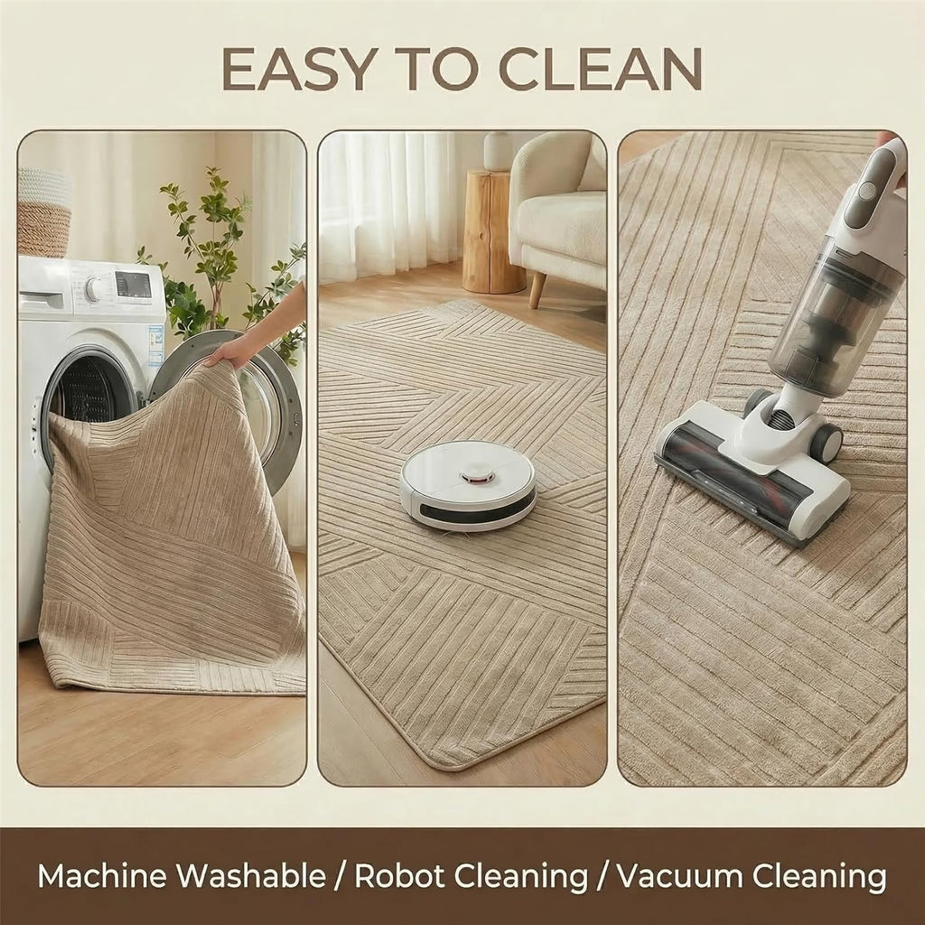 Brown Solid Color Area Rugs, Washable Rugs