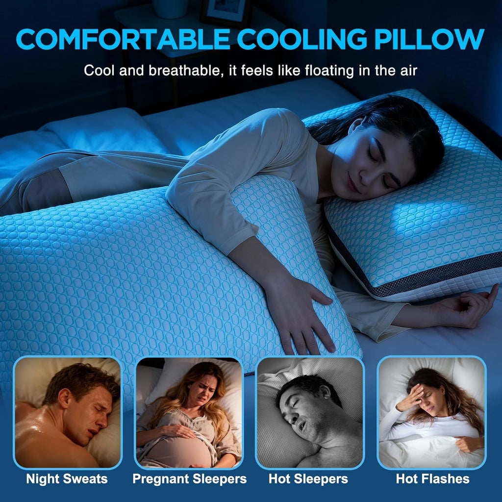 Cooling Pillows King Size Set of 2,Shredded Memory Foam Pillows | Bed Pillow for Hot Sleepers Adjustable Firm Pillow