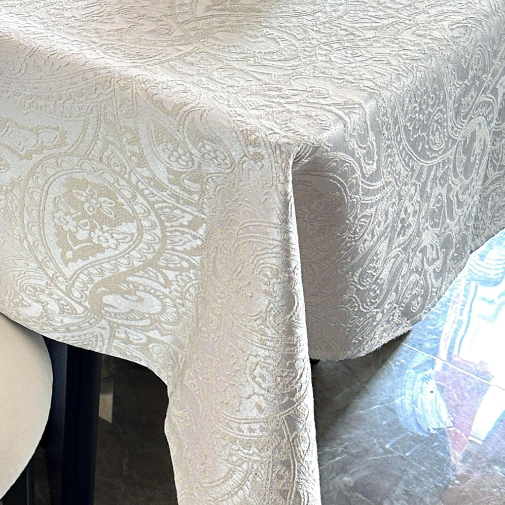 Jacquard Rectangle Tablecloth, Floral Design Thick Kitchen Dining Table Cloth, Waterproof Wrinkle Fr