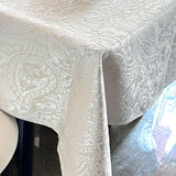 Jacquard Rectangle Tablecloth, Floral Design Thick Kitchen Dining Table Cloth, Waterproof Wrinkle Fr