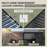 10x12 FT Louvered Pergola, Aluminum Outdoor Pergolas with Ad - Image 5