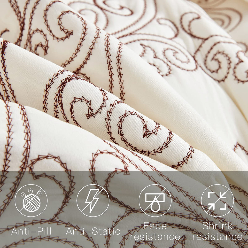128x120 Extra Wide - Lightweight Bedding Cover - Beautiful Stitching - 5 Piece Reversible Bedspread - Luxury Damask