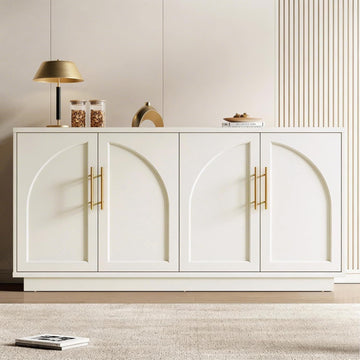 Buffet Cabinet with Storage, 59'' Modern Arched Sideboard Cabinet w/Adjustable Shelves, Wood Media TV Console Table