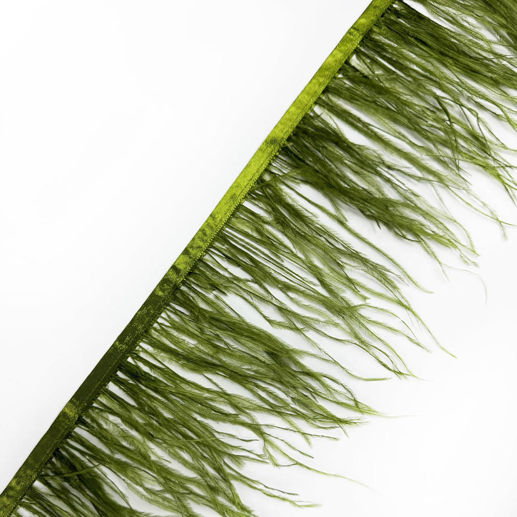 5-6inch Ostrich Feathers Trim Fringe for DIY Dress Sewing Crafts Costumes Decoration- Lime Green - 2 Yards