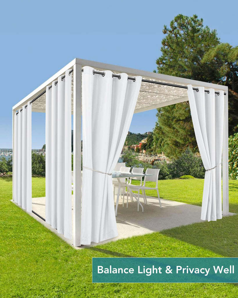 Windproof Outdoor Curtains Waterproof 4 Pcs 54x120 In White