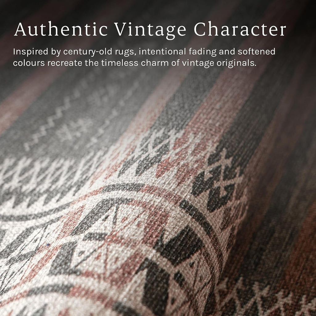 Vibe Stripe Rust Red & Clay Accent Rug - Persian-inspired design