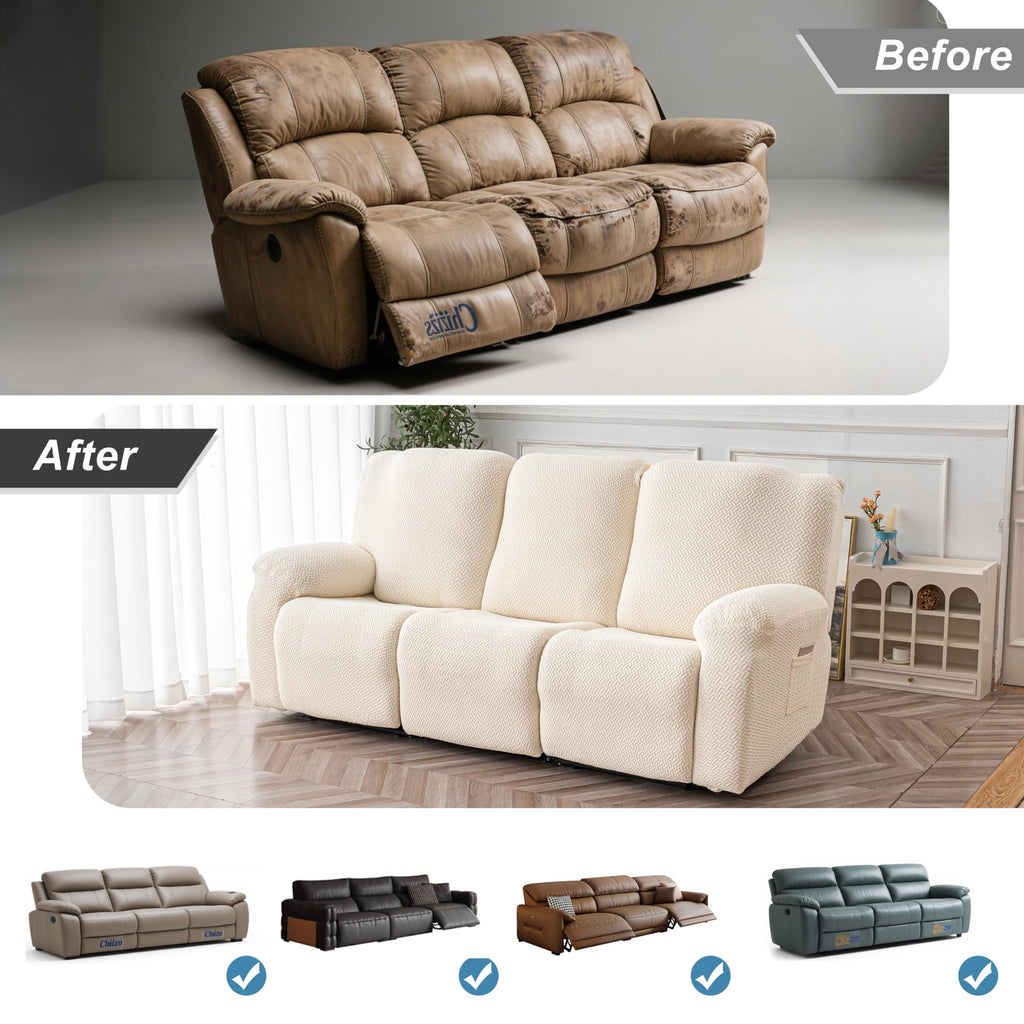 Recliner Sofa Cover Stretch Couch Covers, Sofa Slipcover for Reclining Couch Thick Jacquard Furniture Protector