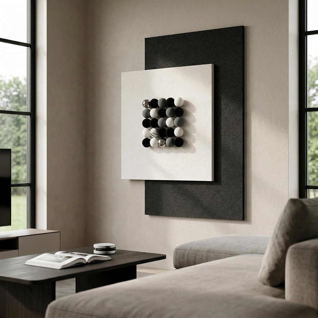 3D Wall Art Extra Large Sandstone Textured Wall Decor, Modern Black and White Abstract Artwork for Walls, Minimalist - Set of 3