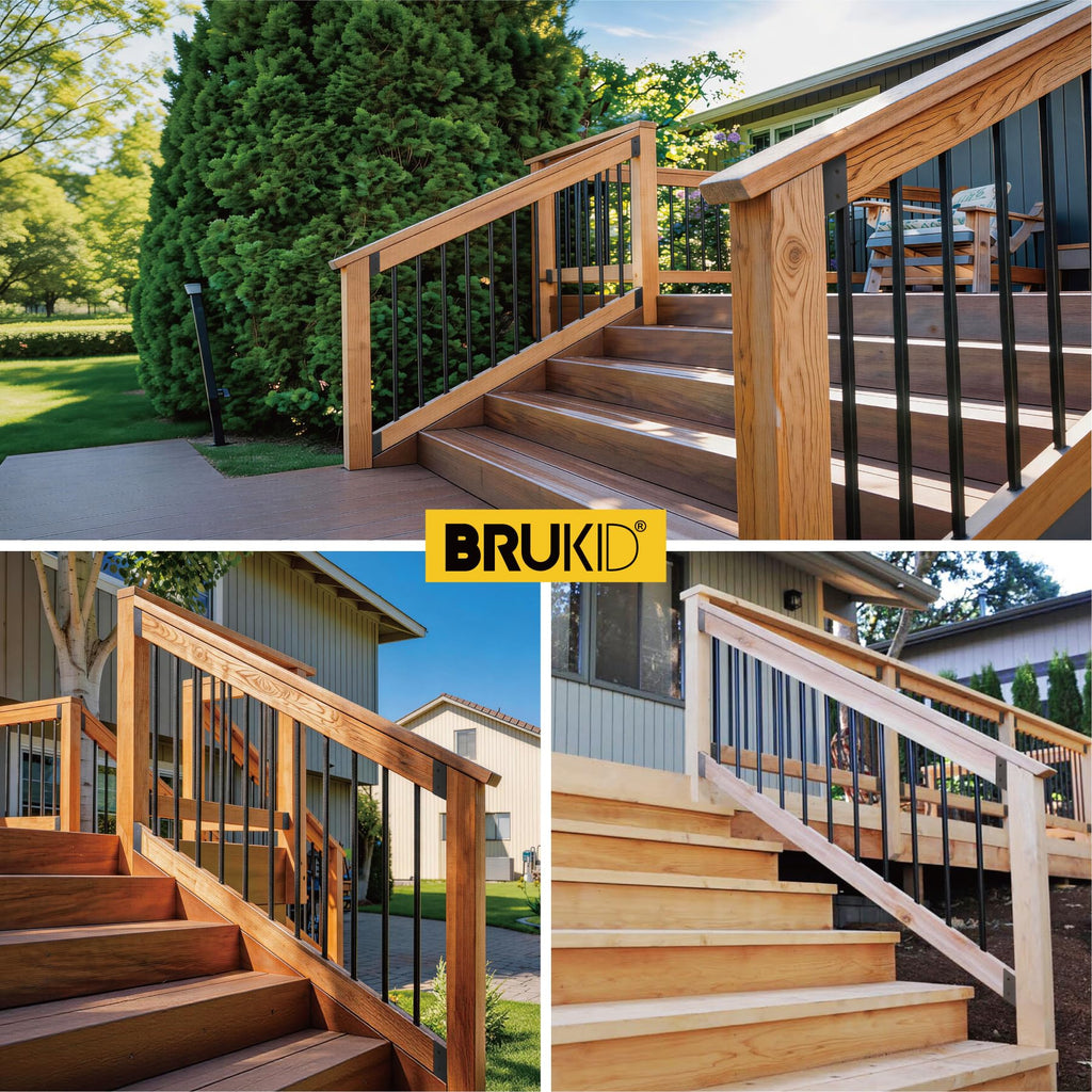 8 Pair(16pack) 35° Stair Stainless Steels Deck Railing Bracket Connectors, for 2x4 (Actually 1 1⁄2" x 3 1⁄2") Wood