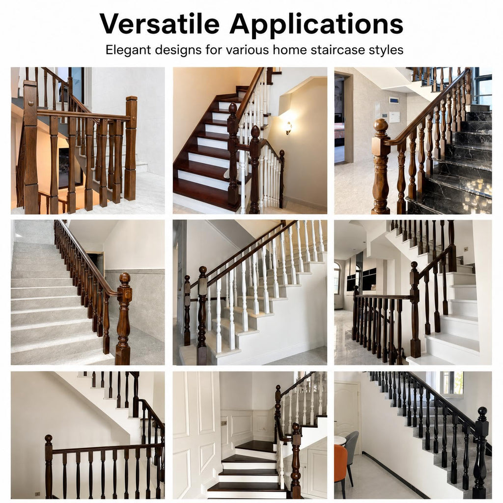 Solid Wood Baluster Newel Post for Staircase, Wood Spindles and Stair Parts with Elegant Design Improvement (Style 9)