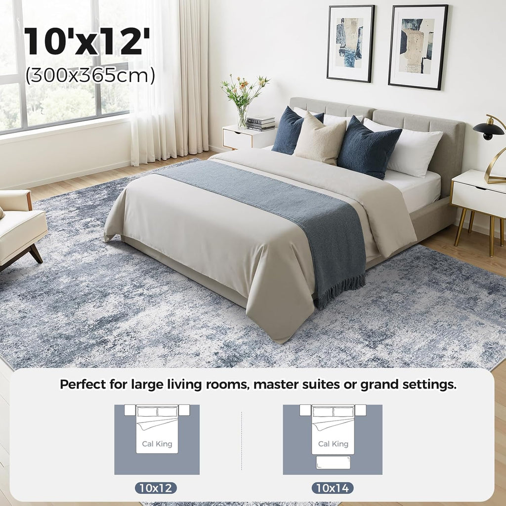 10x14 Area Rugs for Living Room : Machine Washable - Non Slip Modern Abstract Rug