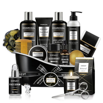 Spa Gifts for Men, Charcoal Bath and Beard Grooming Kit