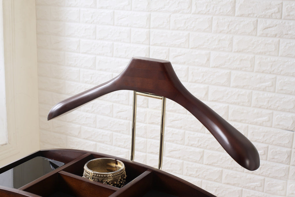 Milan Valet Stand with Drawer, Top Tray, Contour Hanger, Trouser Bar, Tie & Belt Hooks and Shoe Rack