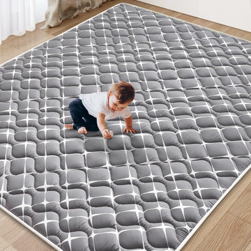 Play Mat, 79" X 71" Extra Large Foldable Crawling Floor Mat for Babies Toddlers Infants, Premium Thicker One-Piece