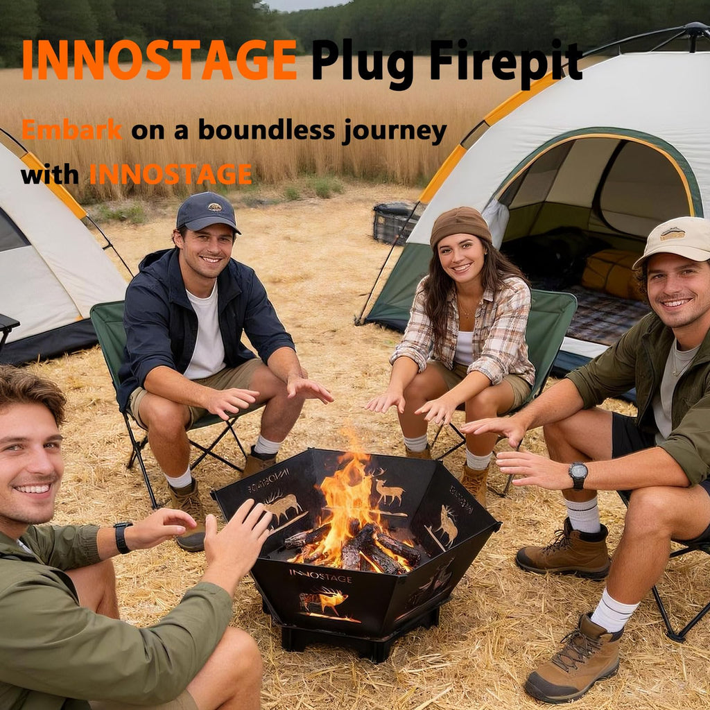 27.5 Inch Collapsible Fire Pit for Camping with Tote Bag