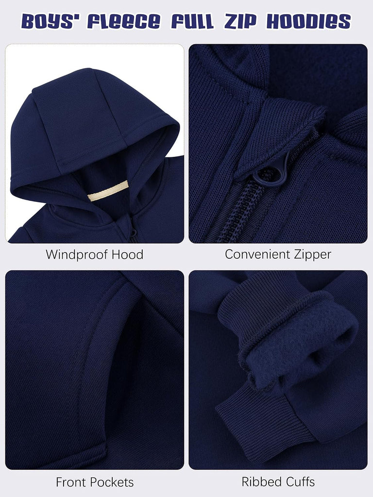 3 Packs Baby and Toddler Boys Zip Up Fleece Jackets Hoodies 6M