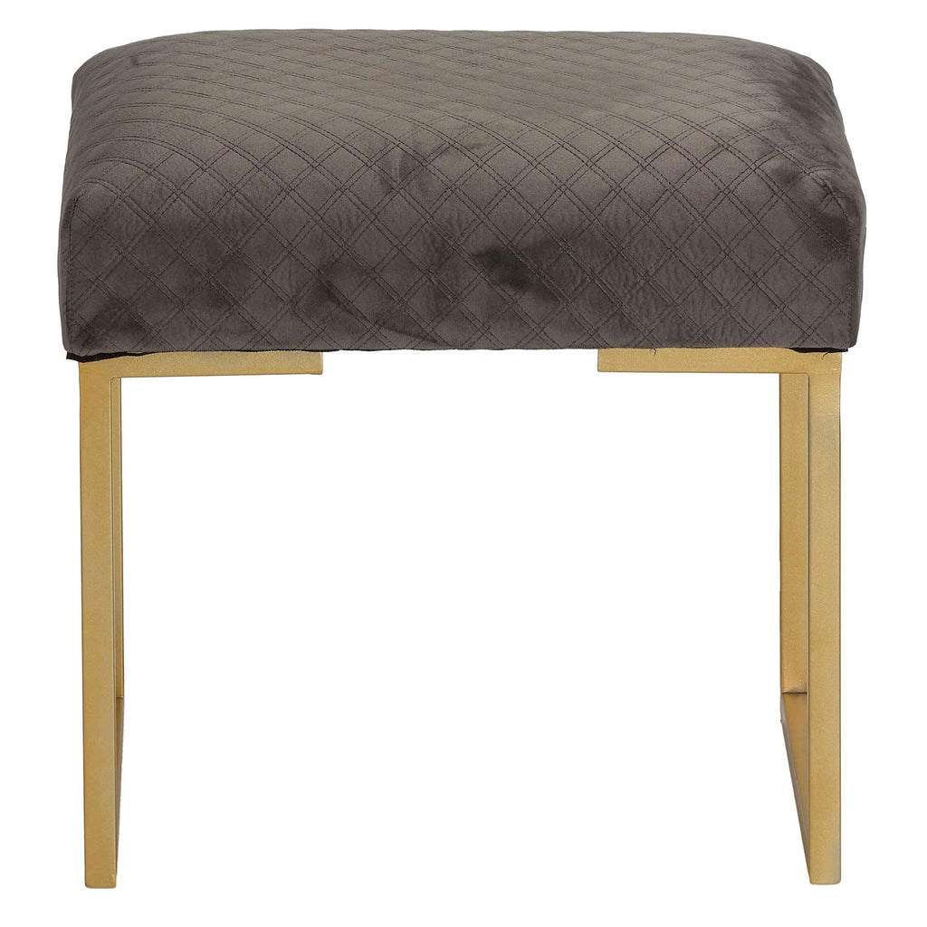Allium Ottoman with Painted Gold Legs, 19" Wide, Gray Velvet