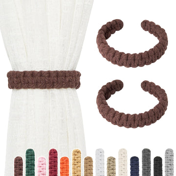 Natural Cotton Rope Curtain Tiebacks Farmhouse Rustic Style Decorative Drape Tie Backs Handmade Braided - 2 Pack