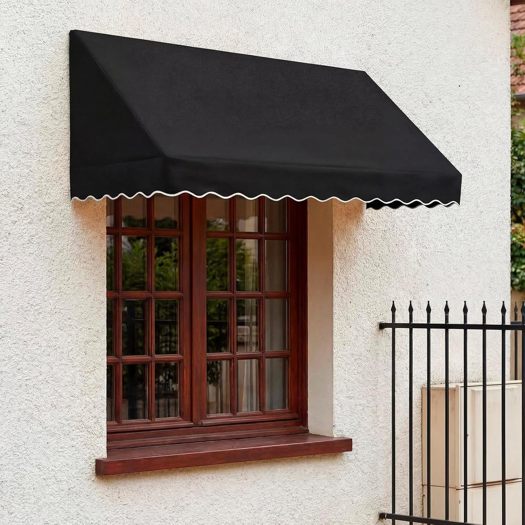 71.65" w x 30" d Outdoor Door Window Awning, Waterproof Black Patio Canopy | Resistant Waterproof Fabric, Powder