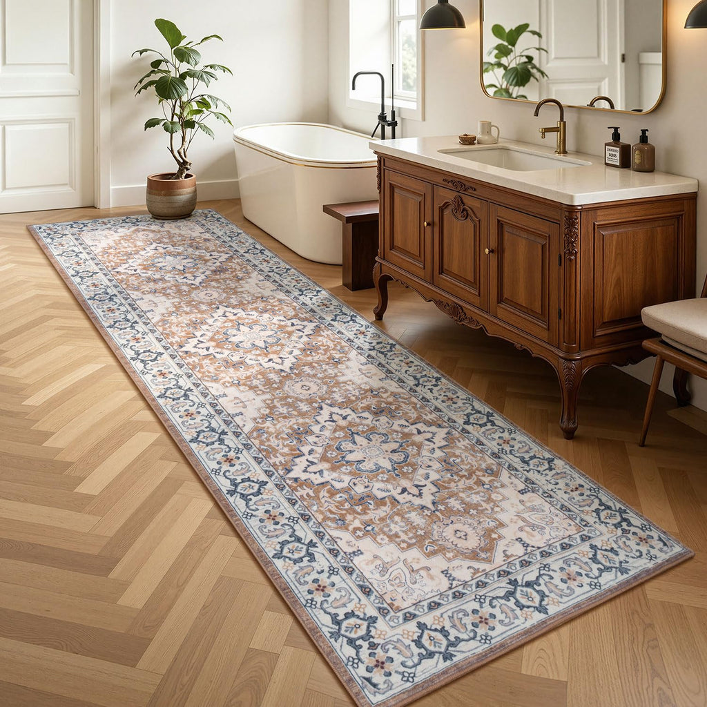 3x10 Hallway Kitchen Washable Runner Rug, Entry Long Carpet Brown