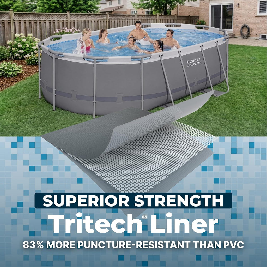 Steel Pro MAX 14' x 8'2" x 39.5" Oval Above Ground Pool Set, Pump