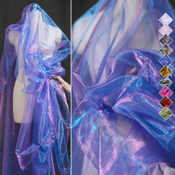 Colorful Water-Glow Gradient Organza, Iridescent Organza Fabric, Suitable for DIY Clothing, Skirts, Sewing