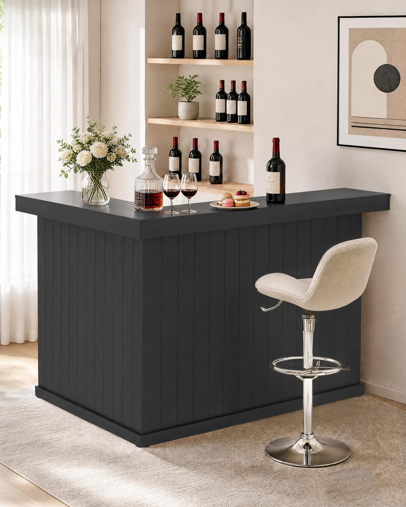 67" L Shaped Home Bar Cabinet with Fridge Space, Basement Bar