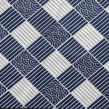 Ocean Waves Print Fabric by The Yard Cotton Linen Blended Japanese Style Decorative Fabric for DIY Projects Color