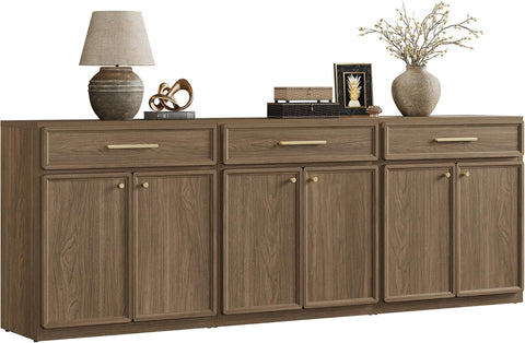 Buffet Cabinet with Storage Tall Modern Console Storage Cabinet with Doors and Shelves 90" Long Wooden Sideboard
