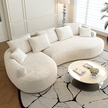115-inch L-Shaped Luxurious Modern Contoured Curved-Back, a Seamless Boneless Design with Curved Silhouette, Ideal